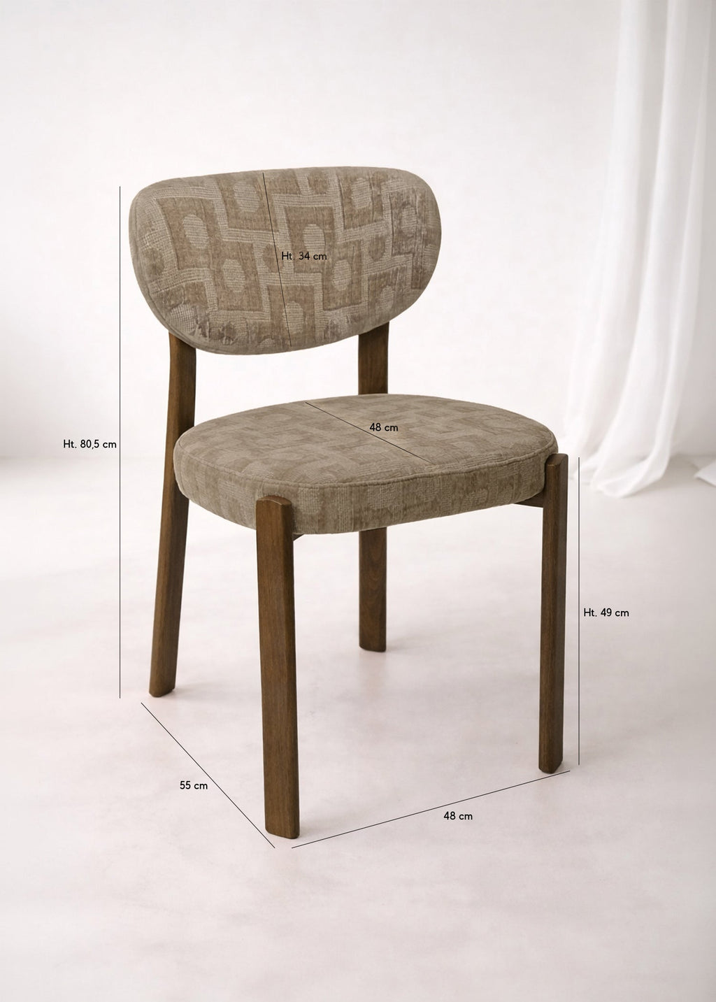 Suzie - Lot 2 Chaises - Effet Bois/Tissu/Métal - Taupe