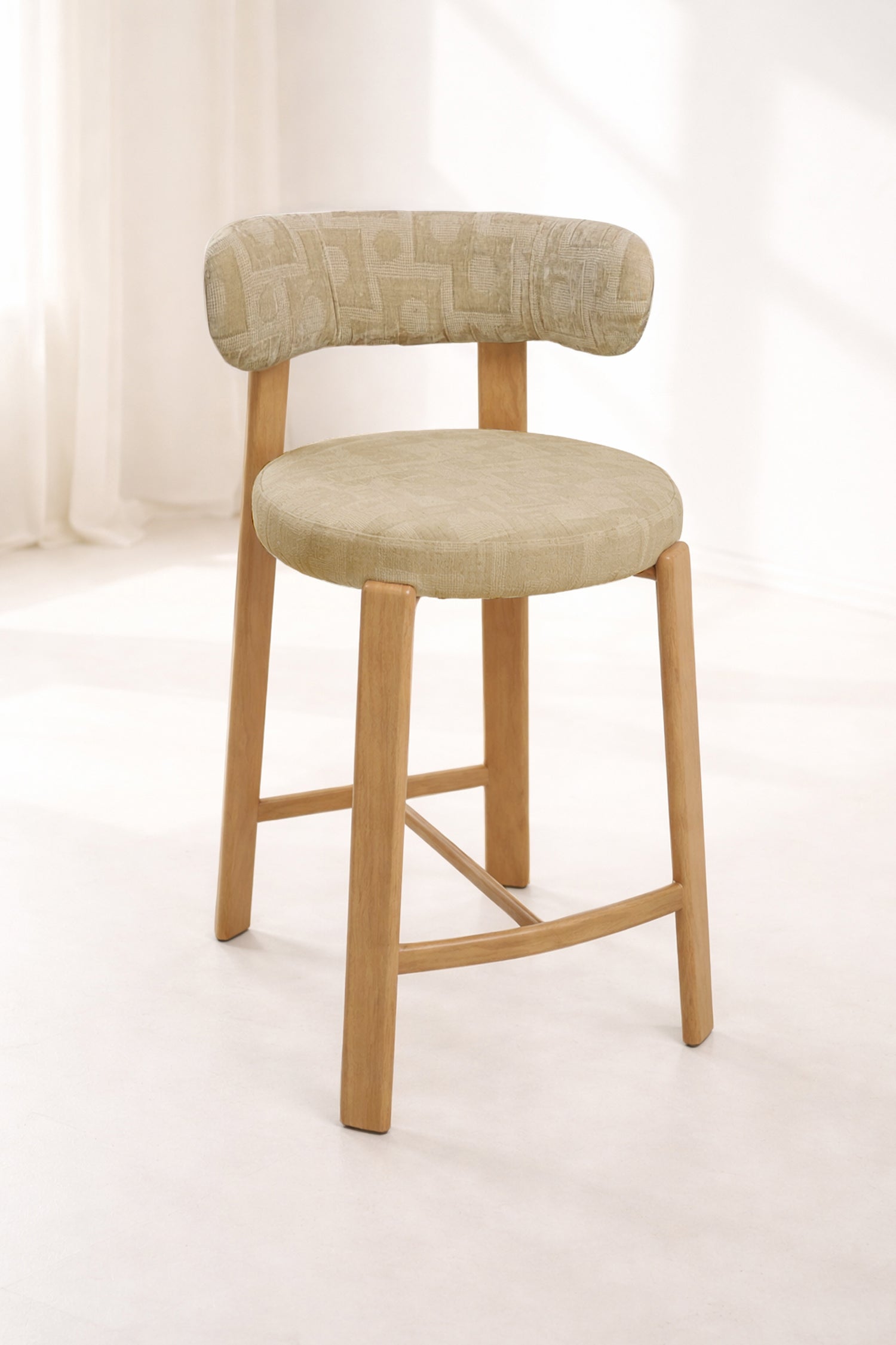 Suzie - Lot 2 Chaises/ Bar - Effet Bois/Tissu/Metal - Beige