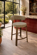 Suzie - Lot 2 Chaises/Bar - Effet Bois/Tissu/Métal - Taupe