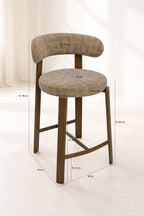 Suzie - Lot 2 Chaises/Bar - Effet Bois/Tissu/Métal - Taupe