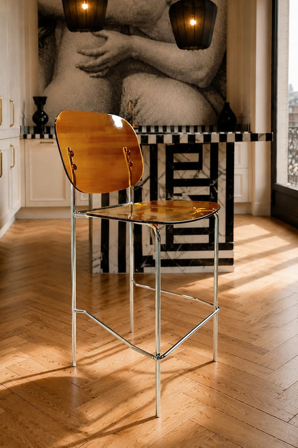 Glam - Lot De 2 Chaises De Bar - Polycarbonate - Ambre