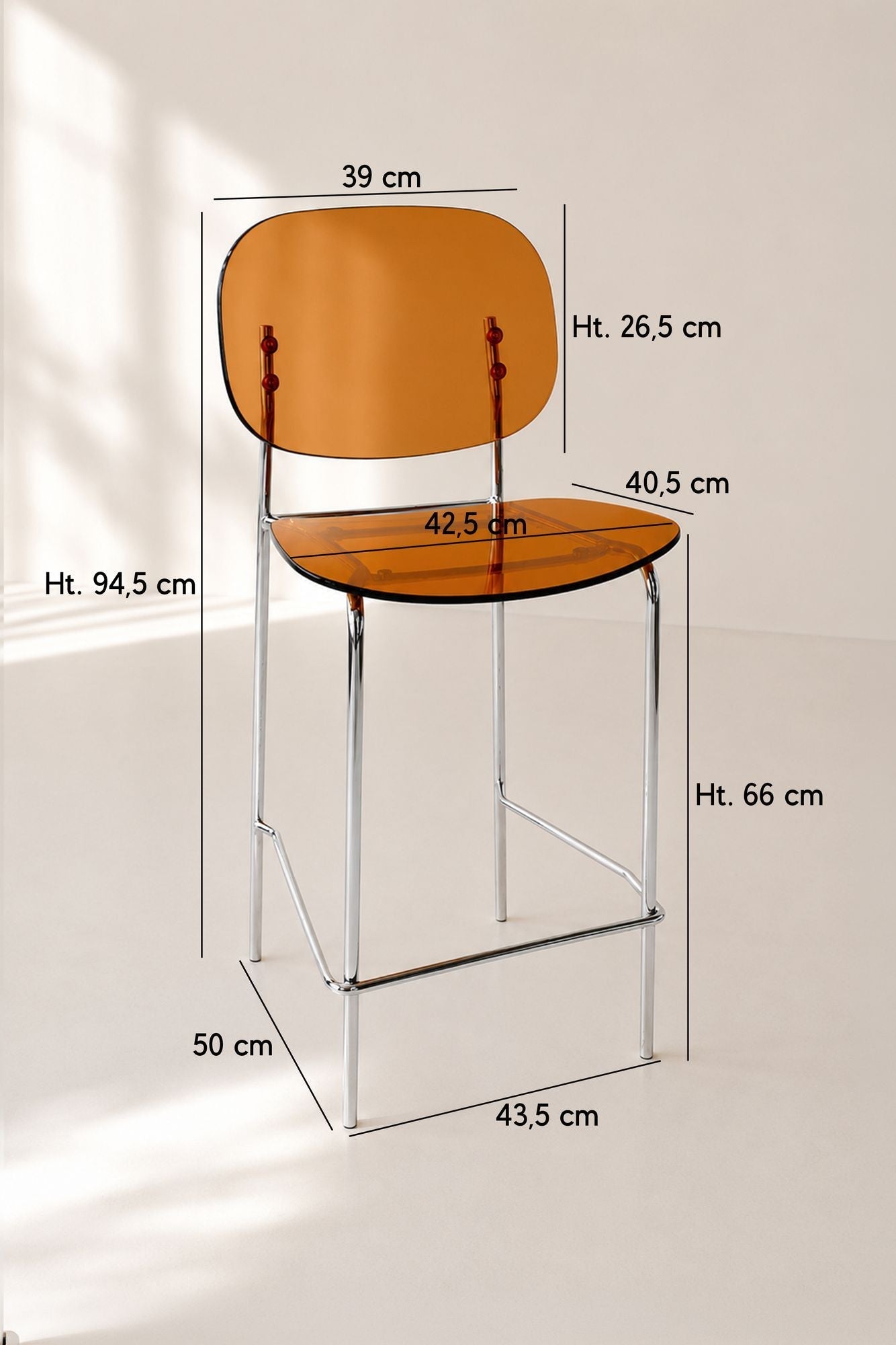 Glam - Lot De Deux Chaises De Bar - Polycarbonate - Ambre