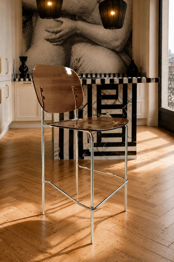 Glam - Lot De 2 Chaises De Bar - Polycarbonate - Écorce