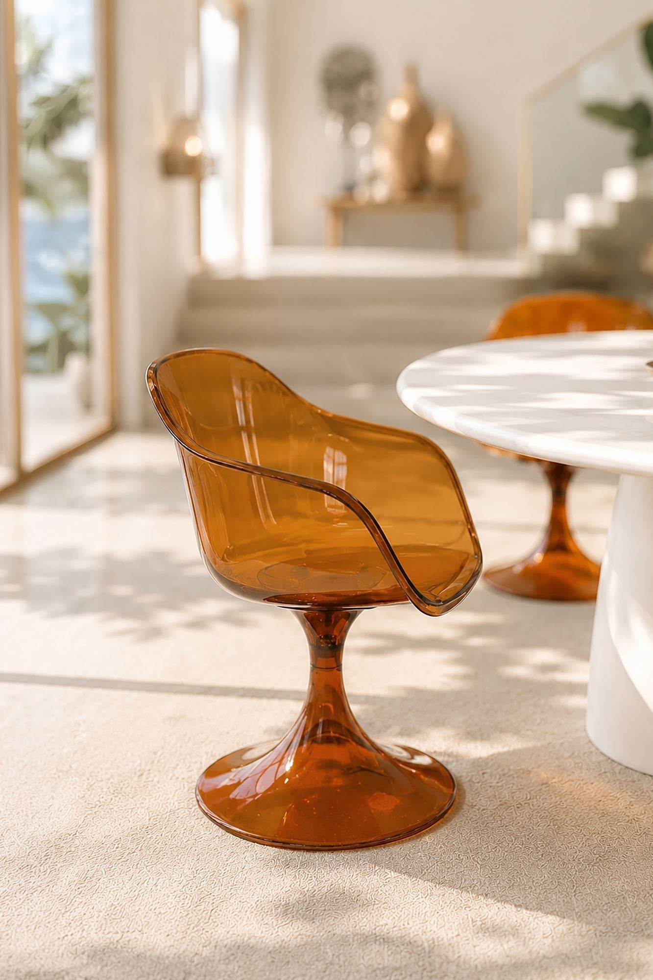 Glam - Lot De Deux Fauteuils De Table - Polycarbonate - Ambre