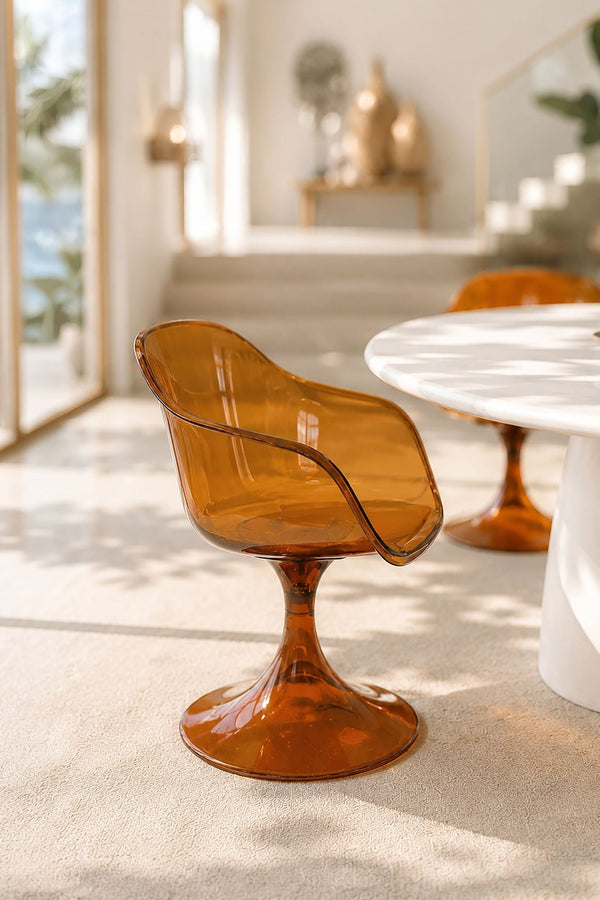 Glam - Lot De 2 Fauteuils De Table - Polycarbonate - Ambre