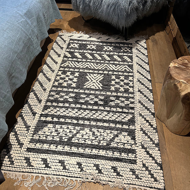 Tokat - Tapis - Coton/Laine - Noir/Gris