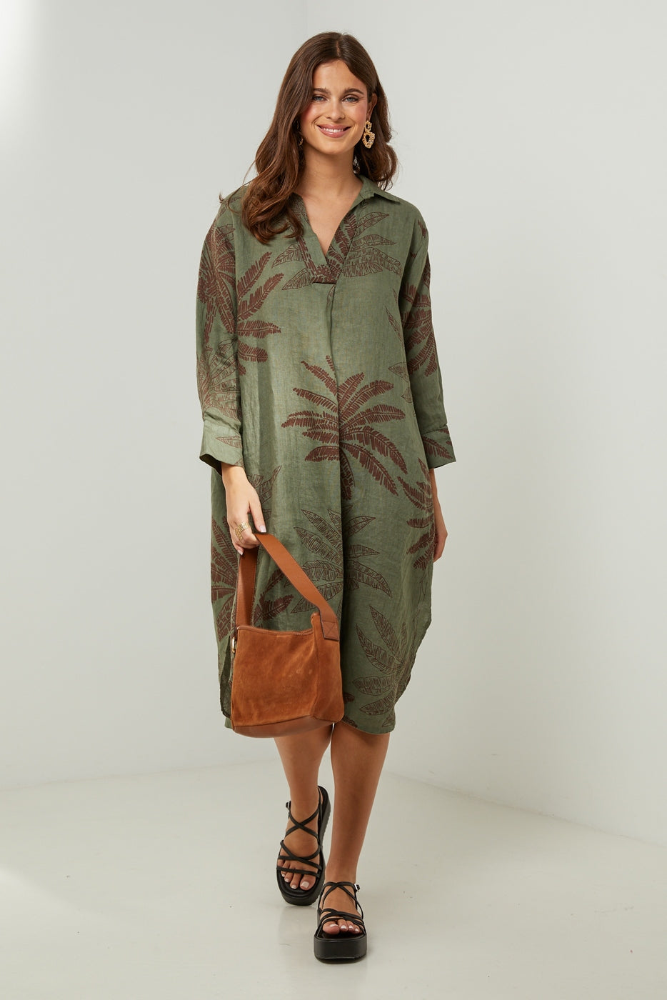 Autour Du Lin - Robe - Kaki - Femme