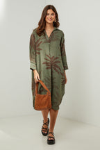 Autour Du Lin - Robe - Kaki - Femme