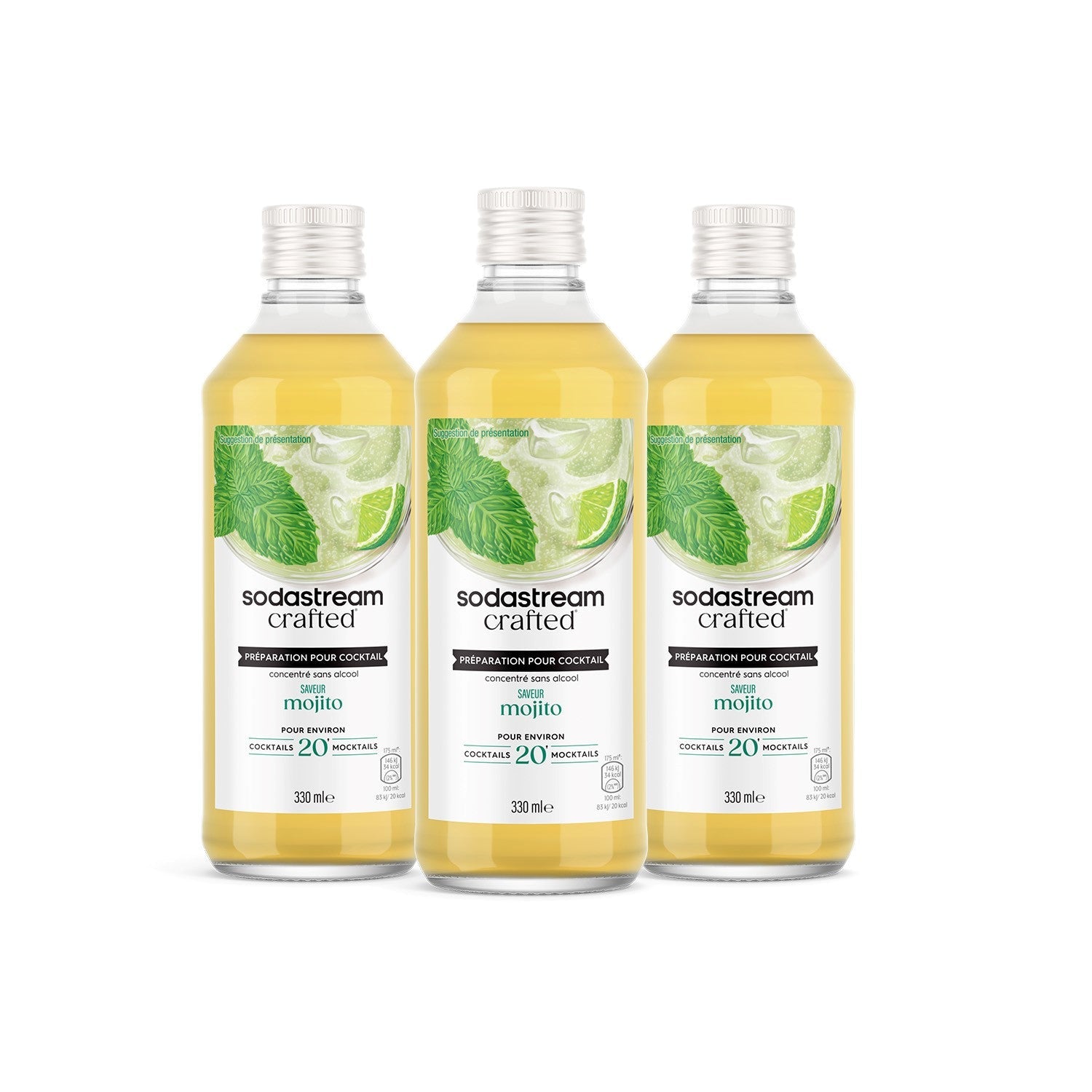 Lot De 3 Cocktails Mixer Saveur Mojito Sans Alcool - 330Ml