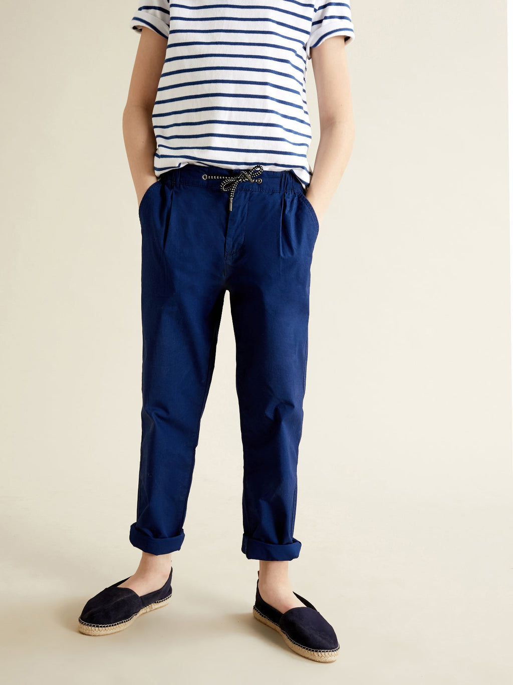Pantalon Confo Popeline - Bleu Vif Uni - Garçon
