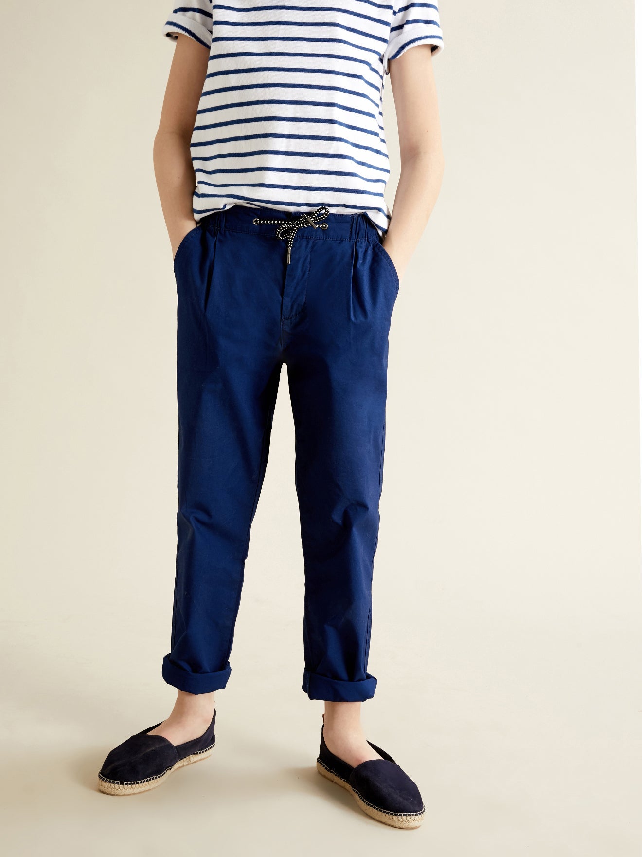 Pantalon Confo Popeline - Bleu Vif Uni - Garçon