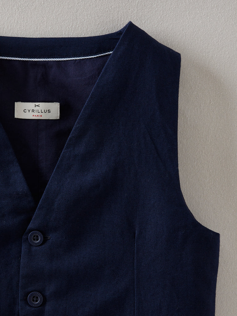 Cyrillus - Cardigan Sans Manc - Bleu Fonce Uni - Garçon
