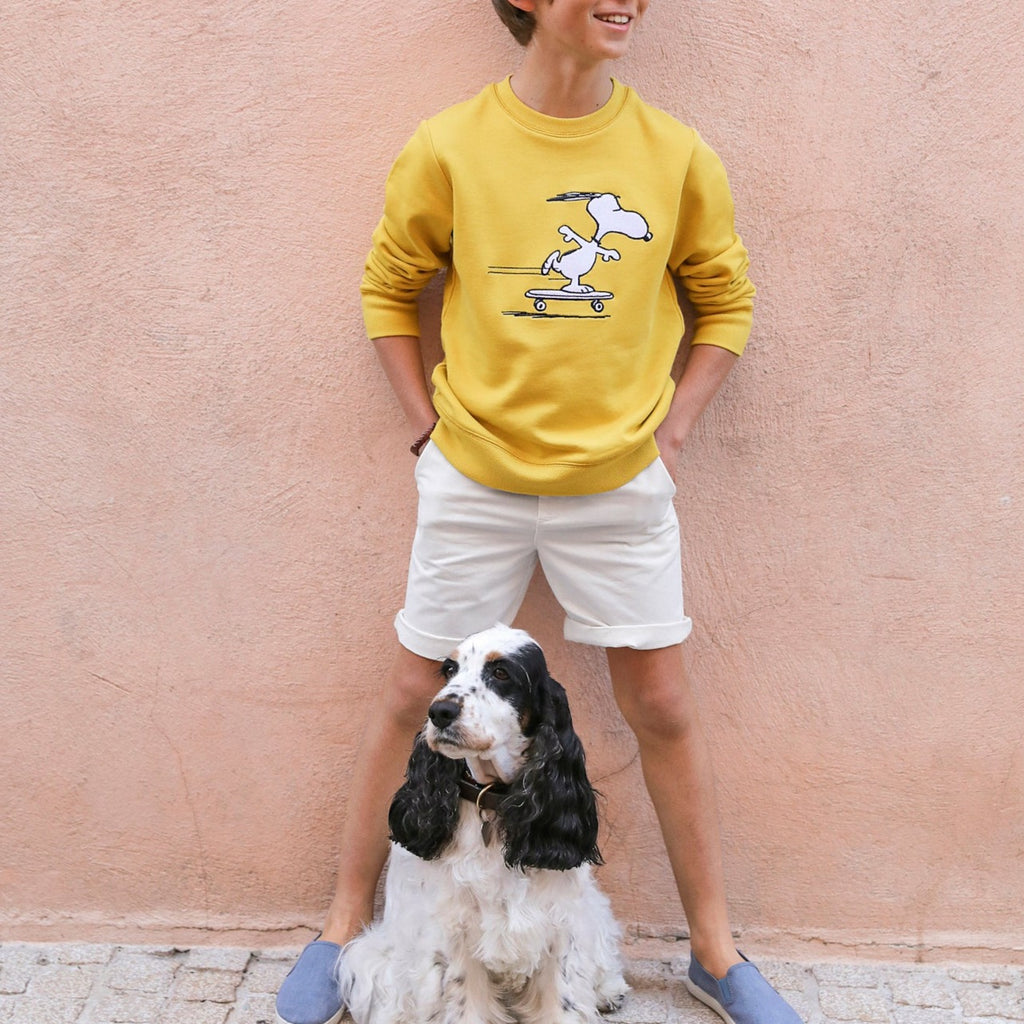 Cyrillus - Sweat Snoopy - Jaune Vif Uni - Garçon