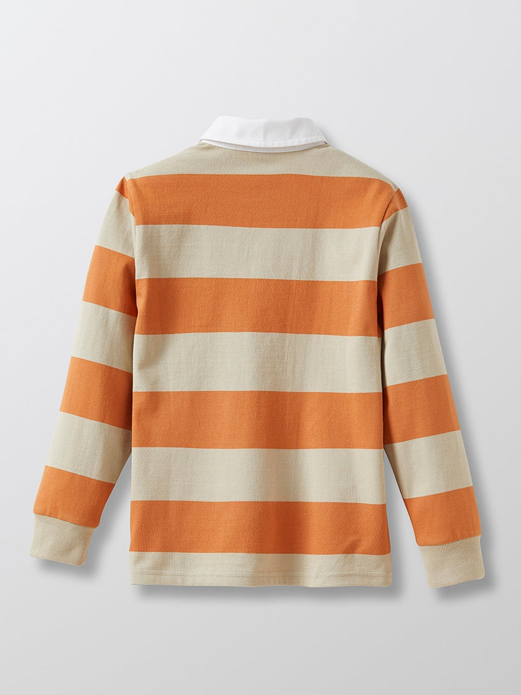 Pull Rugby Rayé - Orange Moyen Grise - Garçon