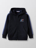 Pull Zippé Sport - Bleu Fonce Uni - Garçon