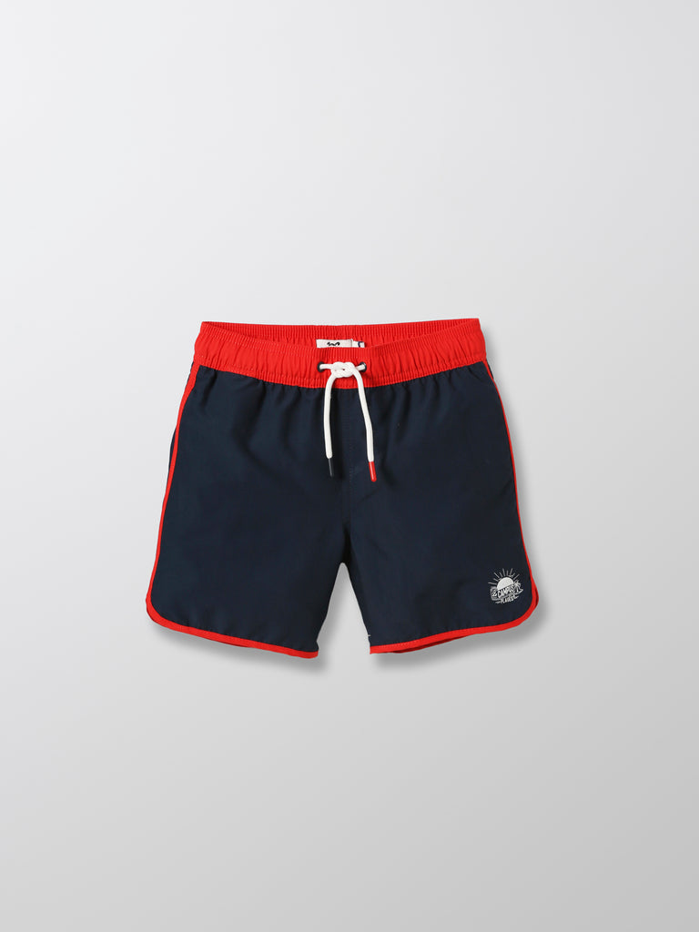 Cyrillus - Short Contrast - Bleu Fonce Uni - Garçon