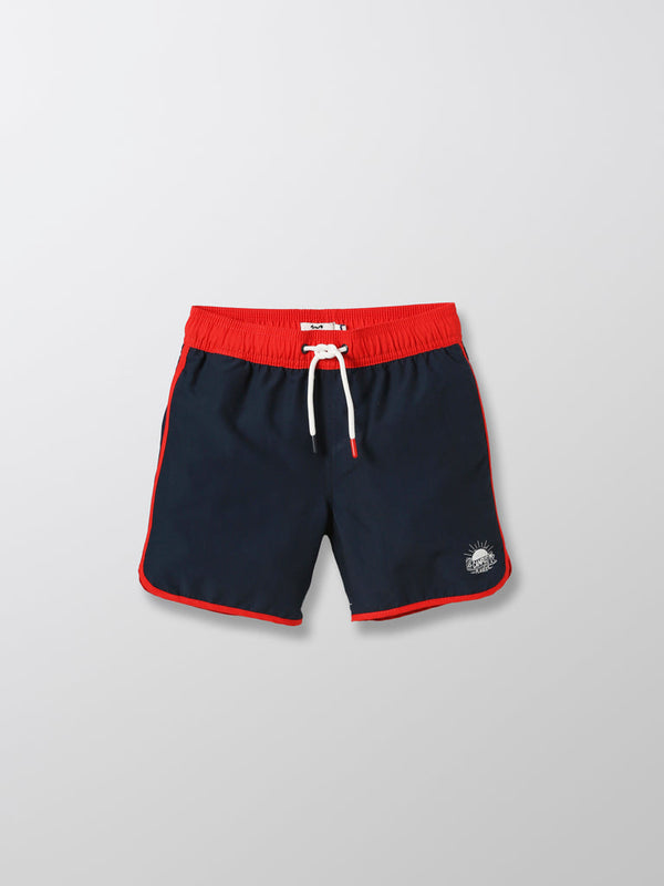 Cyrillus - Short Contrast - Bleu Fonce Uni - Garçon