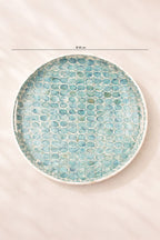 Solna - Plateau Rond Av Poignée - Coquille De Nacre - Bleu