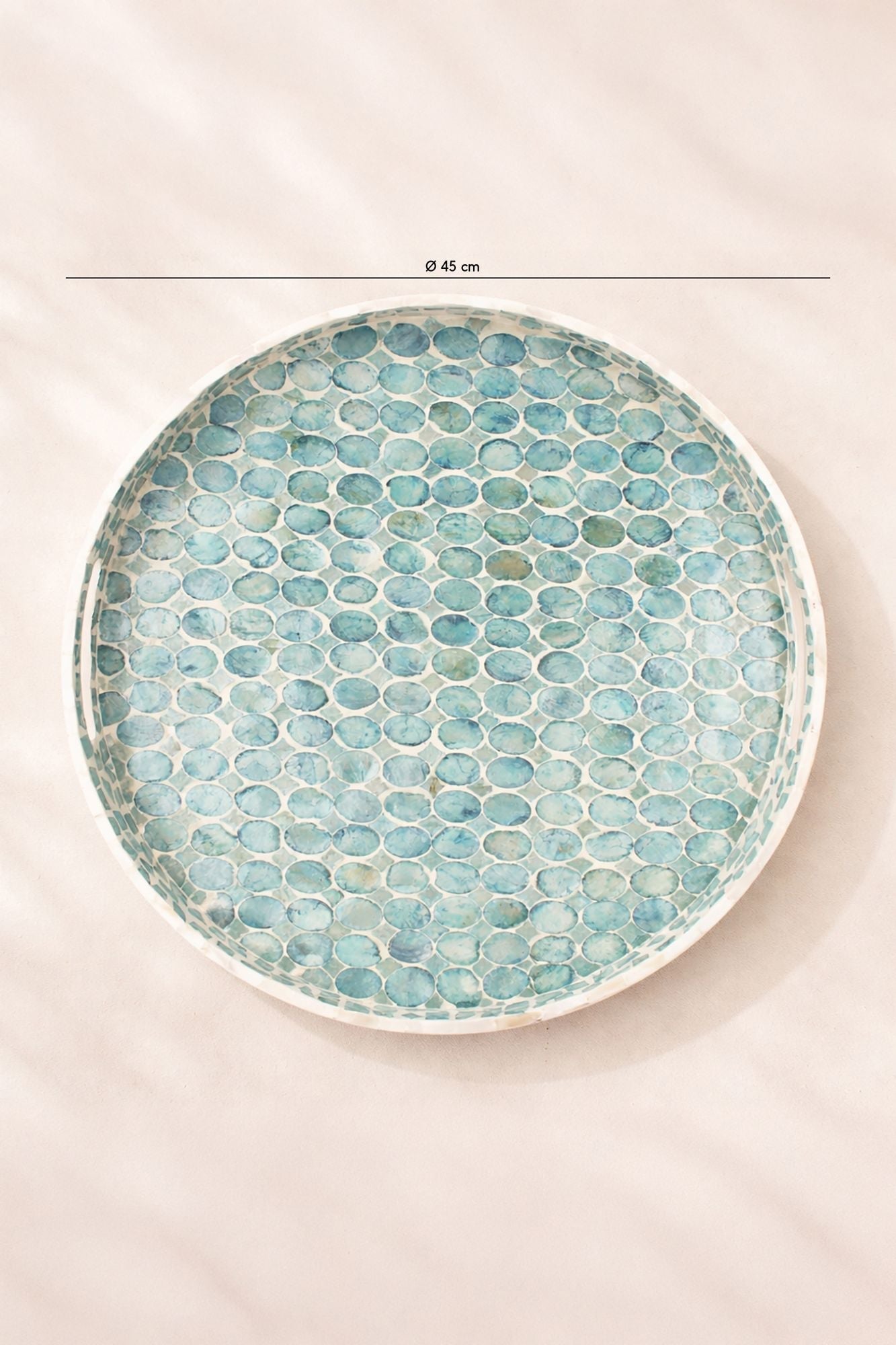 Solna - Plateau Rond Av Poignée - Coquille De Nacre - Bleu