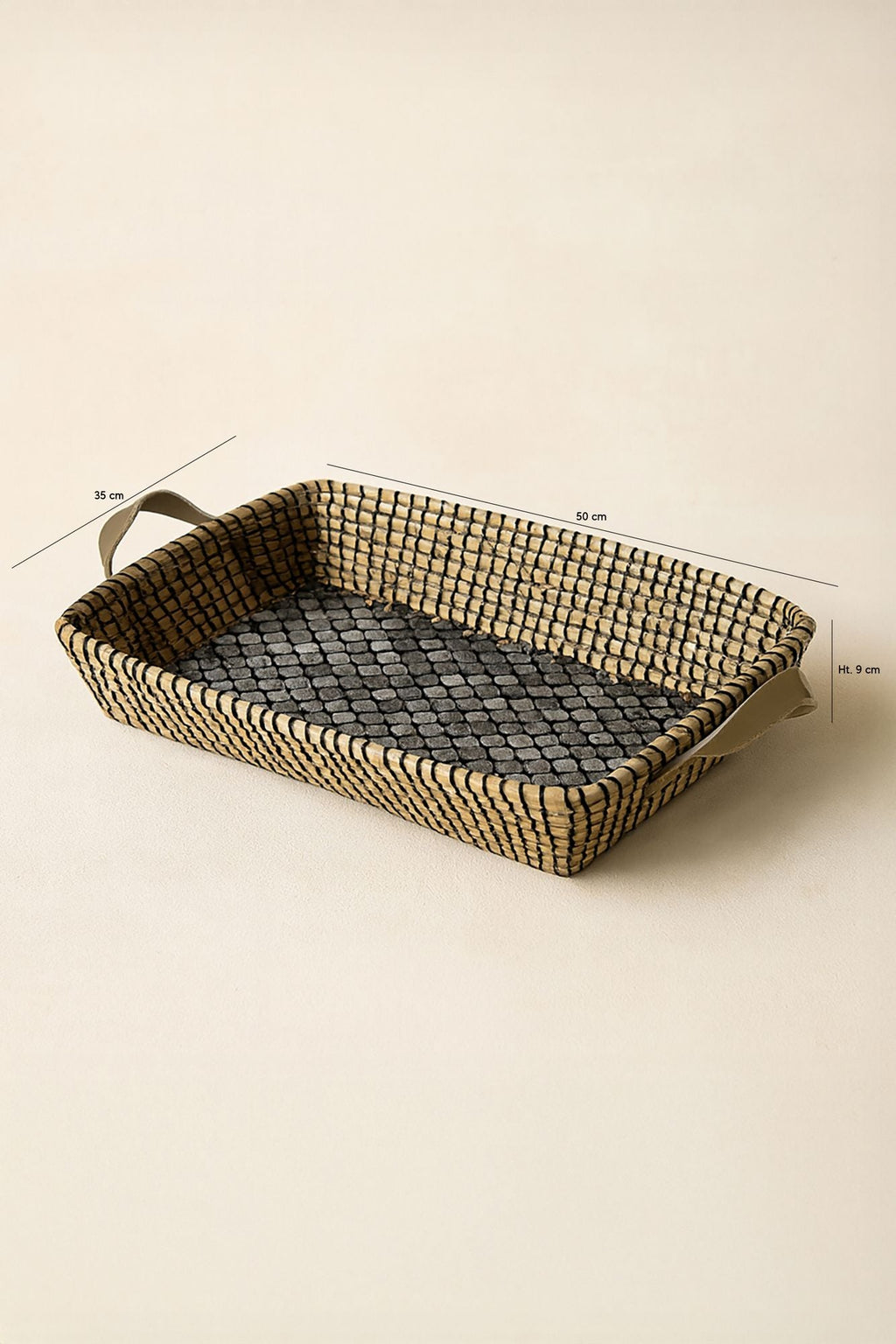 Kos - Plateau Rectangle - Jonc De Mer/Nacre
