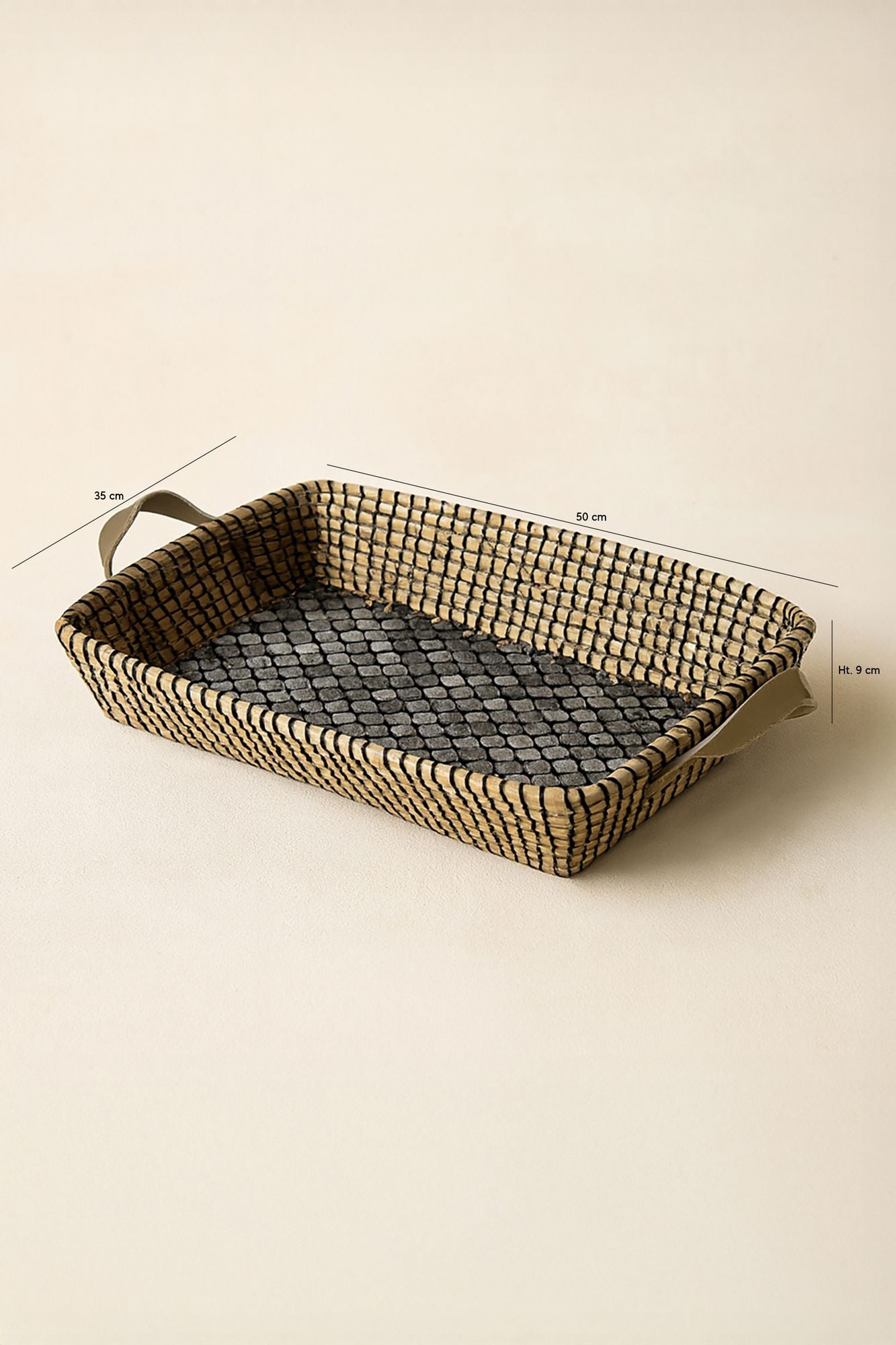 Kos - Plateau Rectangle - Jonc De Mer/Nacre