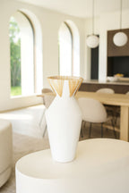 Aya - Vase - Rotin/Beton - Blanc