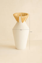 Aya - Vase - Rotin/Beton - Blanc