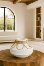Nour - Vase - Rotin/Beton - Blanc