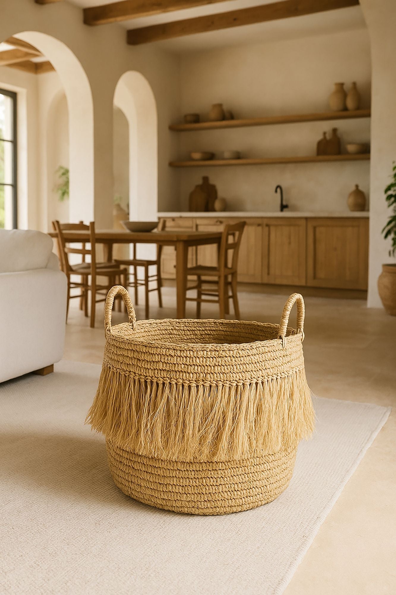 Luys - Panier A Franges - Raphia - Naturel