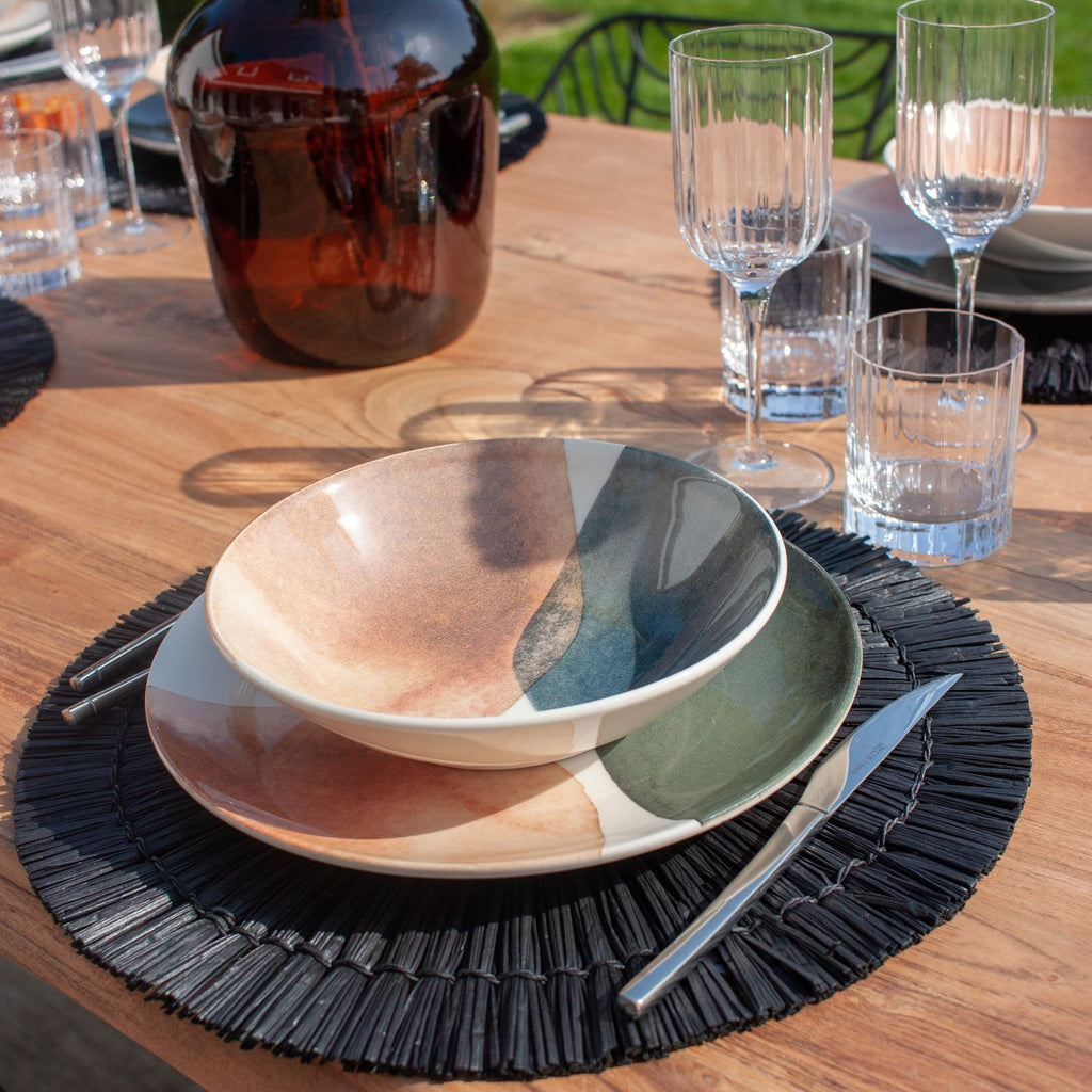 Paros - Lot 4 Sets De Table Rond - Rotin - Noir