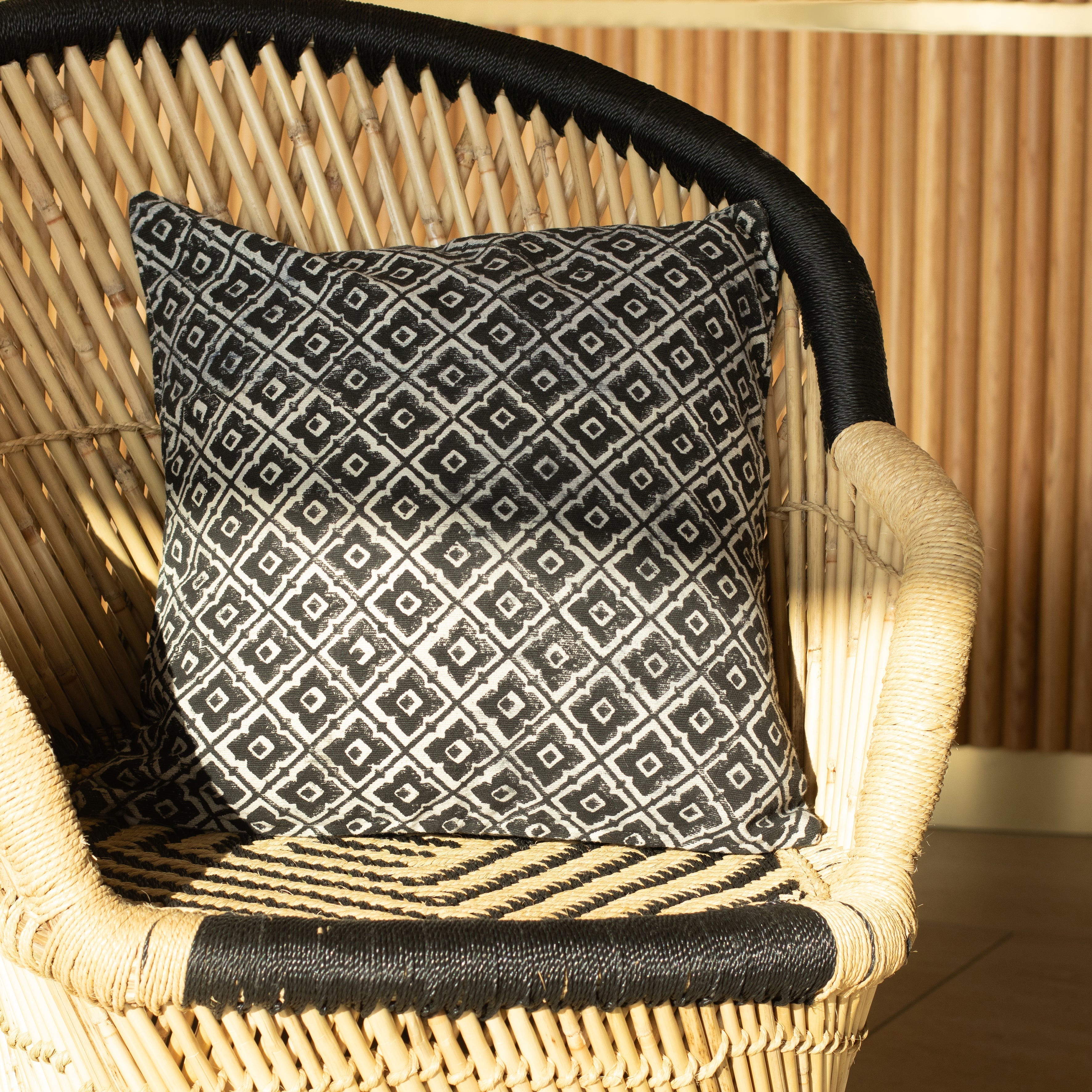 Wild - Coussin - Coton - Noir/Bleu