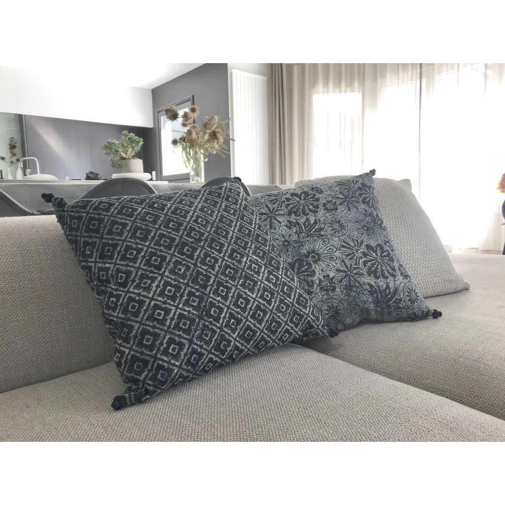 Melting - Coussin - Coton - Noir/Bleu