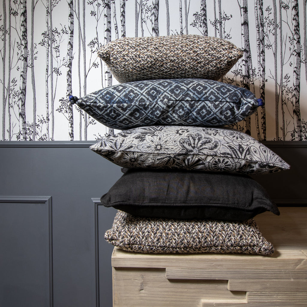 Melting - Coussin - Coton - Noir/Bleu