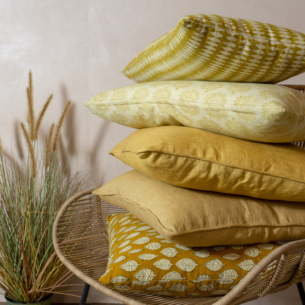 Nyl - Coussin Carré - Lin - Jaune Moutarde