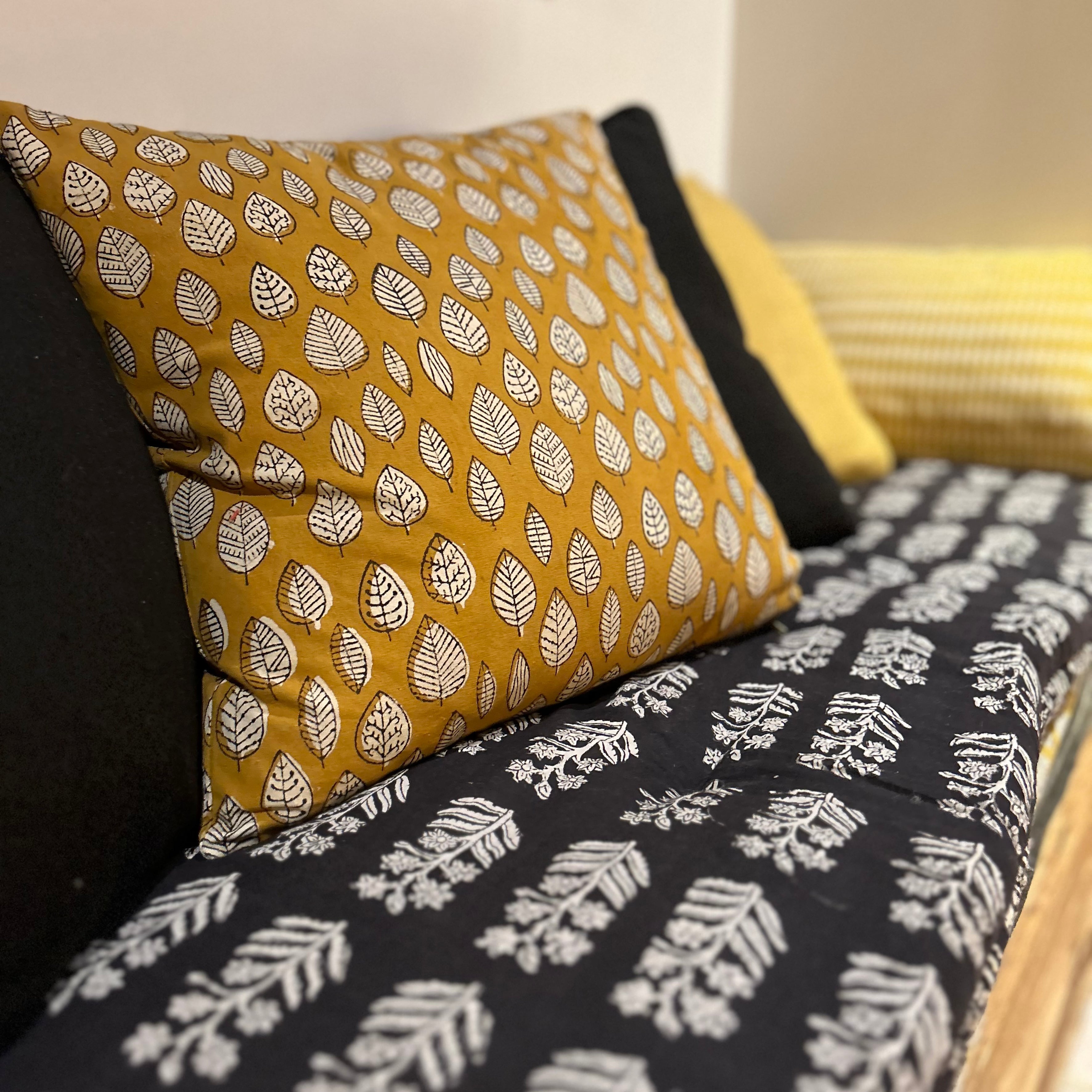 Nilam - Coussin - Coton - Jaune Moutarde