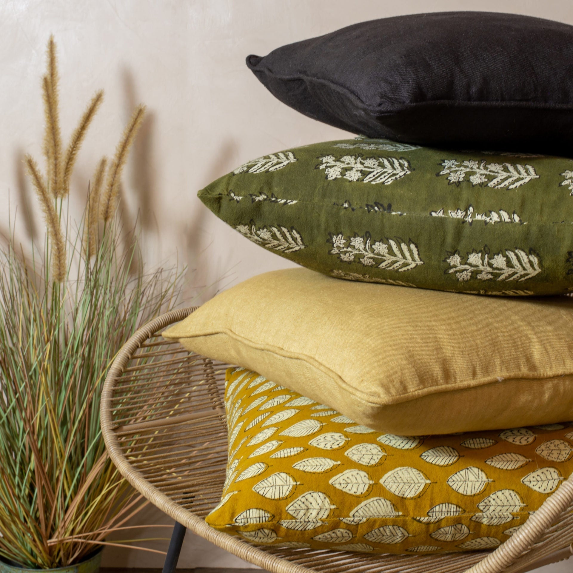 Nilam - Coussin - Coton - Jaune Moutarde