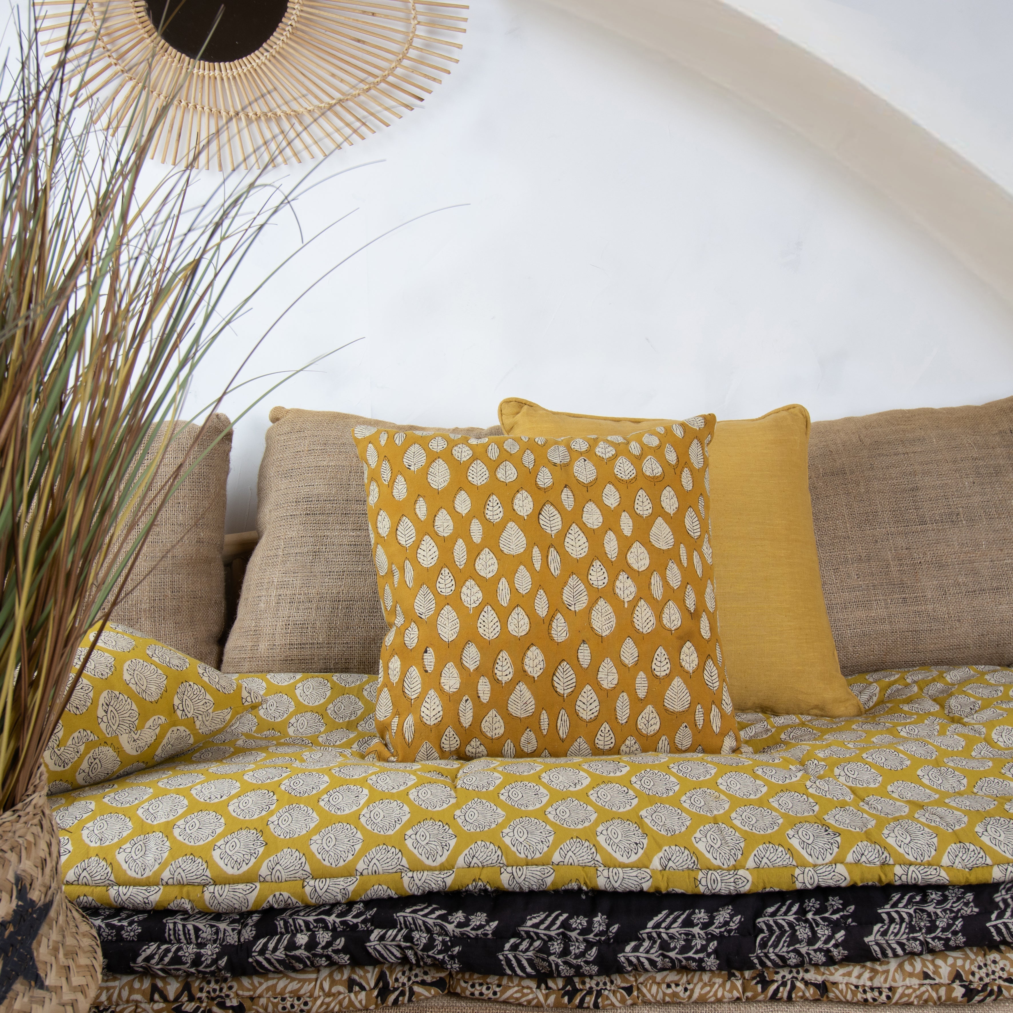 Nilam - Coussin - Coton - Jaune Moutarde