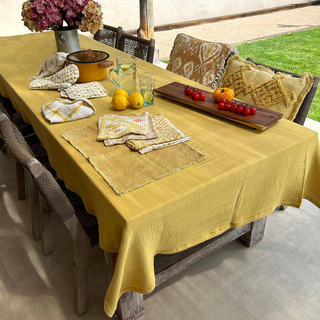 Camaro - Nappe - Double Gaze De Coton - Jaune Mimosa