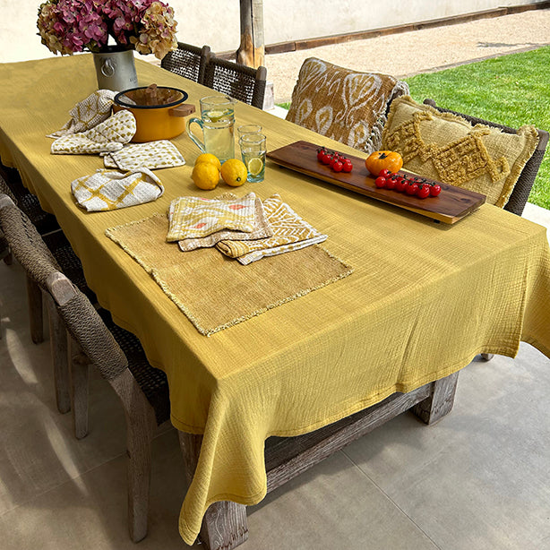 Camaro - Nappe - Double Gaze De Coton - Jaune Mimosa