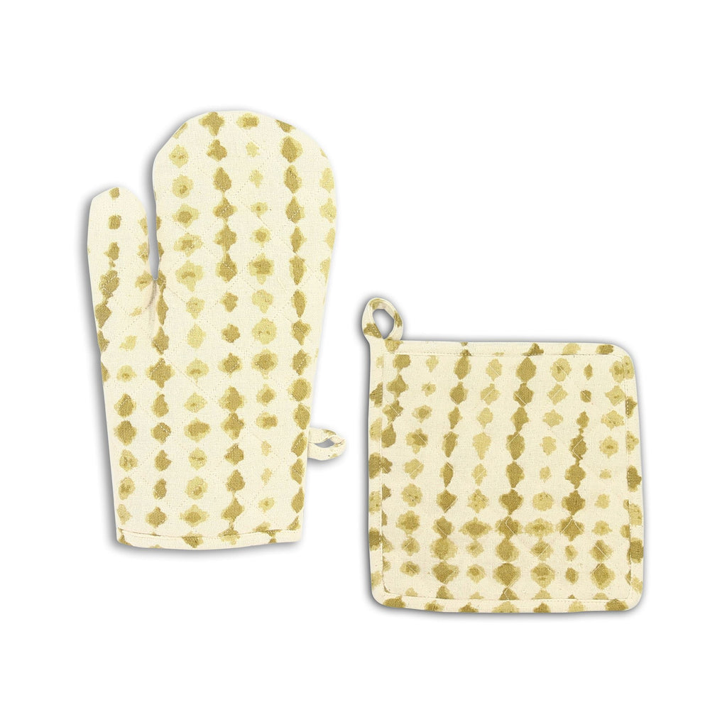 Ensemble Gant De Cuisine Et Manique Egito En Coton Imprimé Jaune Mimosa