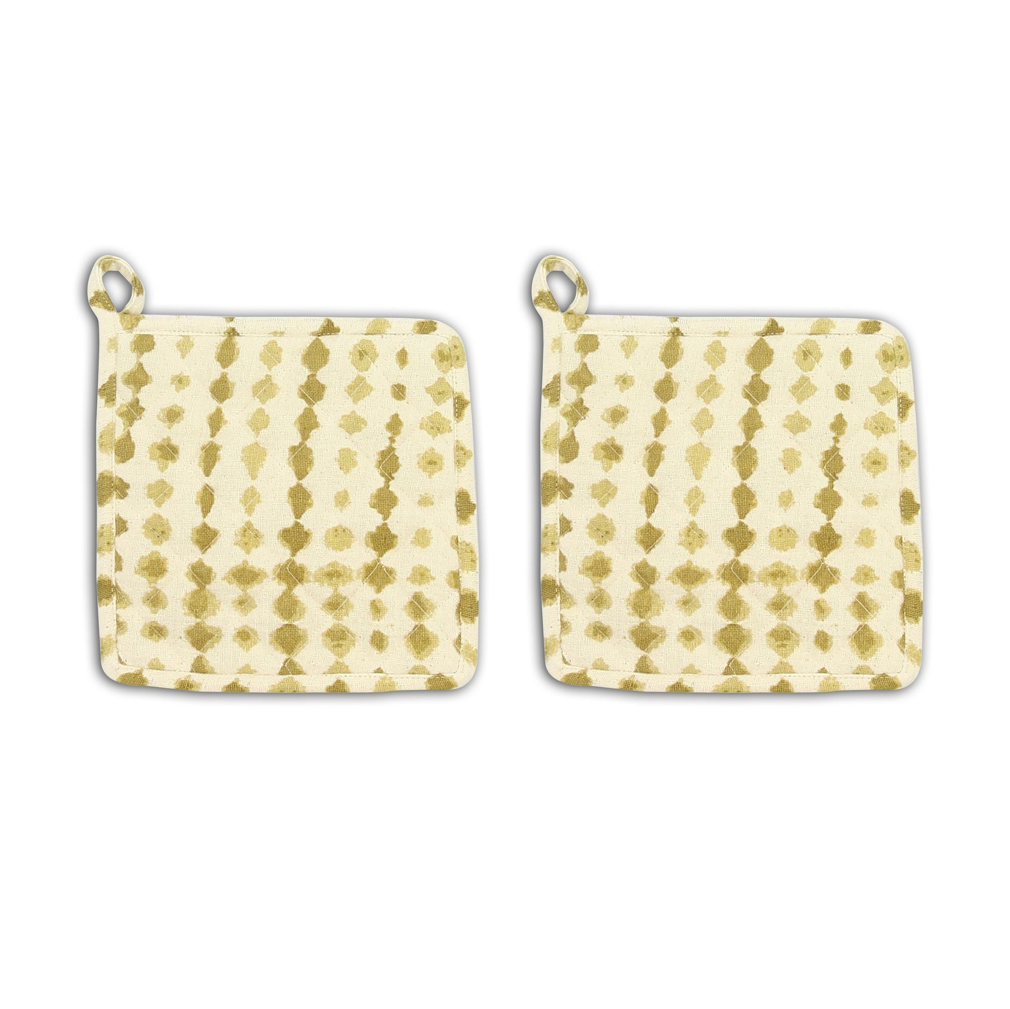 Lot De 2 Maniques Egito - Coton Imprimé Jaune Mimosa