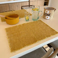 Anoki - Lot De 4 Sets De Table Frangés - Tissu - Jaune Mimosa