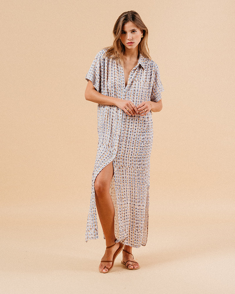 ROBE BLEU MAUVE BLEU