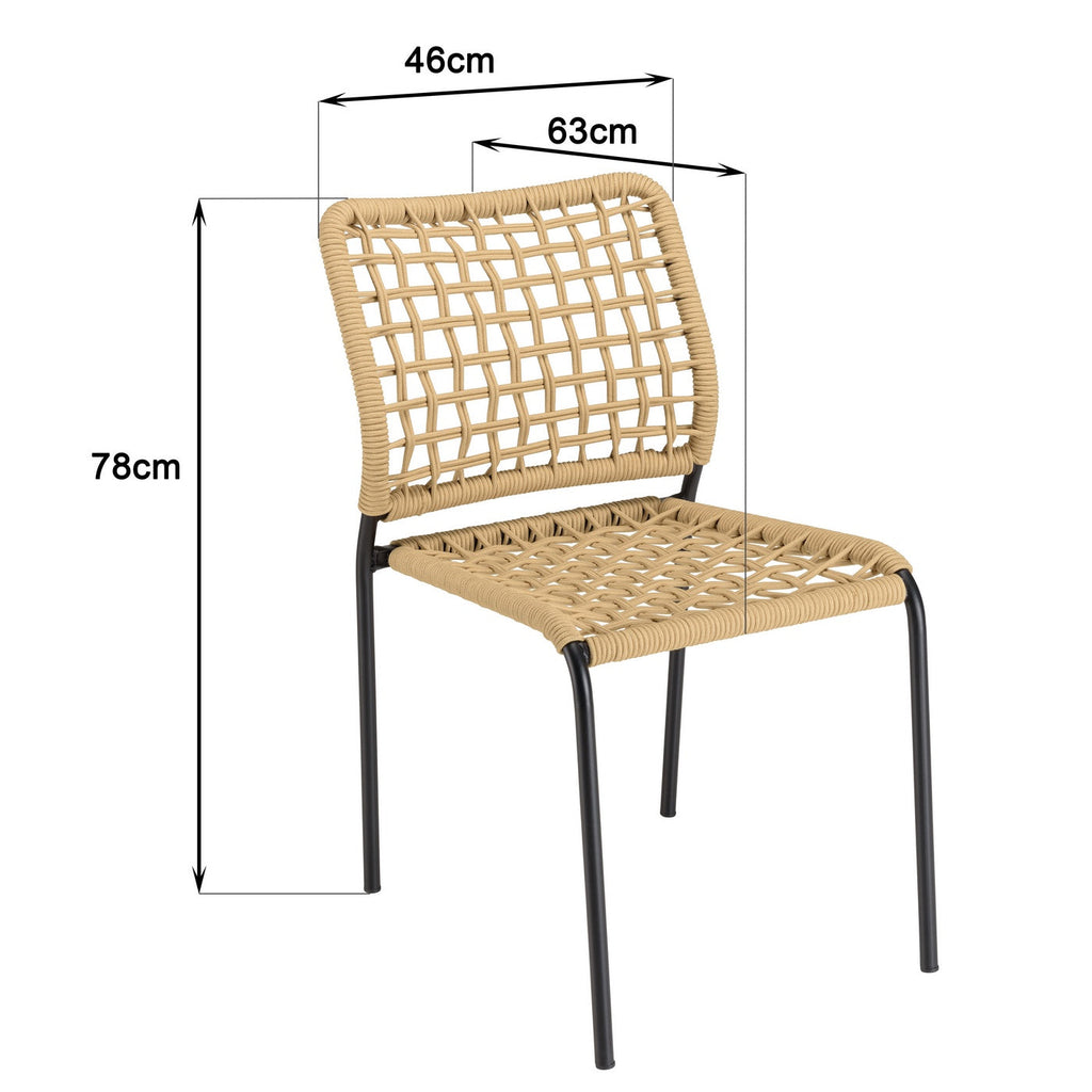 Vianney - Lot De 2 Chaises Jardin - Noir/Beige