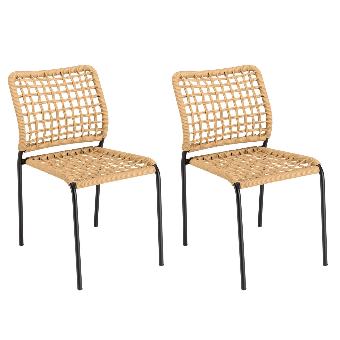Vianney - Lot De 2 Chaises Jardin - Noir/Beige