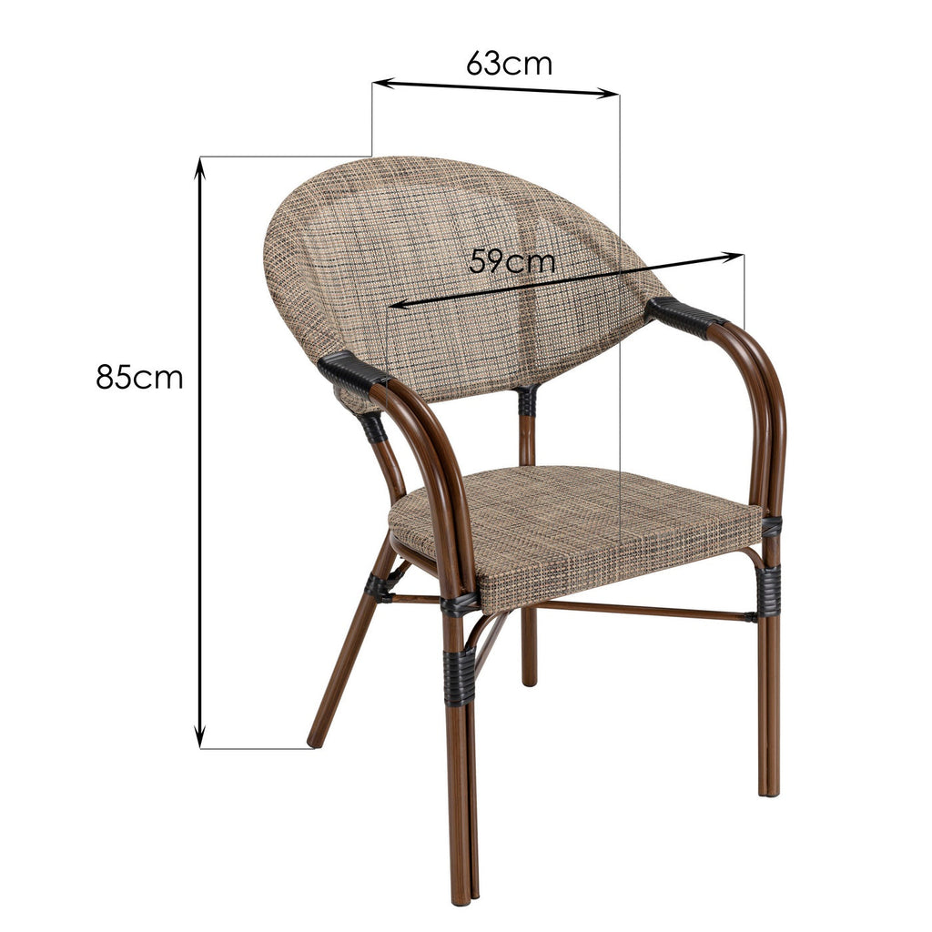 Vianney - Lot De 2 Chaises Jardin - Taupe