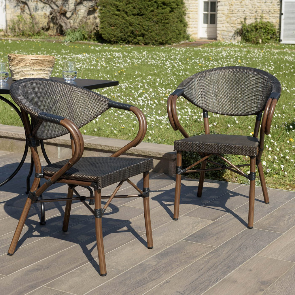 Vianney - Lot De 2 Chaises Jardin - Marron