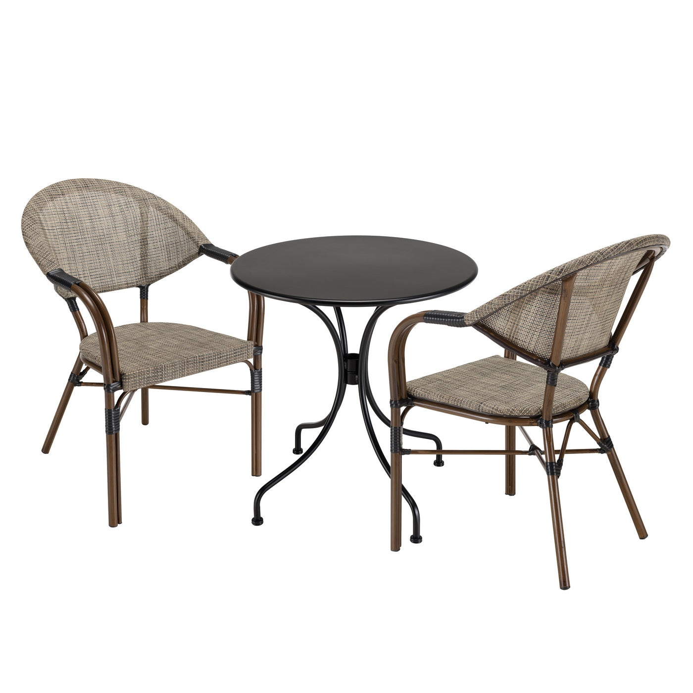 Vianney - Salon De Jardin 2 Pers - Taupe/Noir