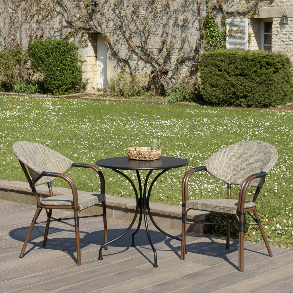 Vianney - Salon De Jardin 2 Pers - Taupe/Noir