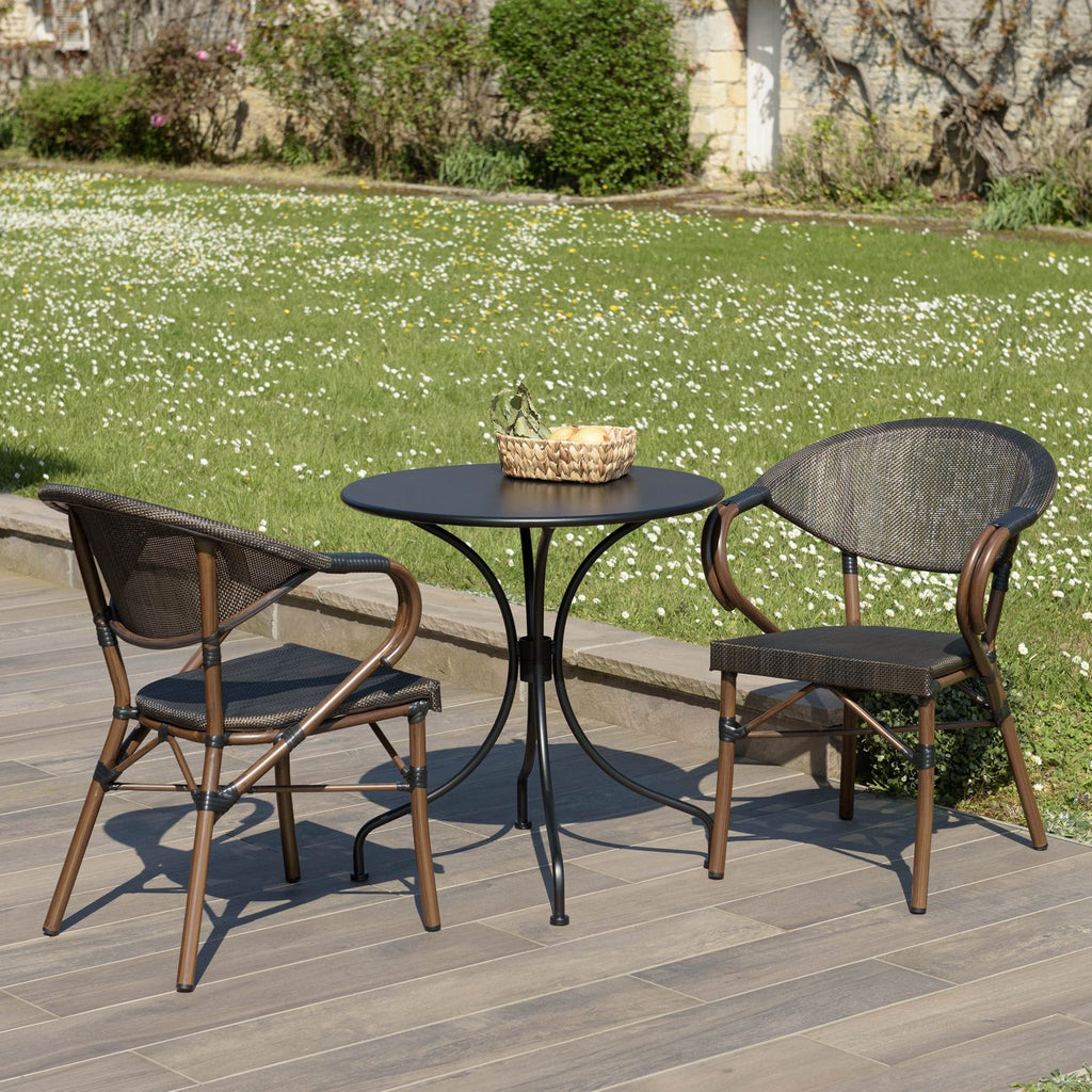 Vianney - Salon De Jardin 2 Pers - Marron/Noir